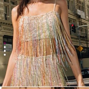 Nasty Gal Sequin Tassel Beaded Crop Top